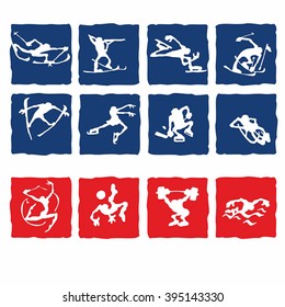 Winter sports. Summer sports. Simple vector.
