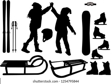 Winter sports - vector icons.