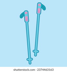 Winter Sports Vector Ski poles. Accessories icons, sport equipment