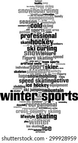 Winter sports word cloud concept. Vector illustration