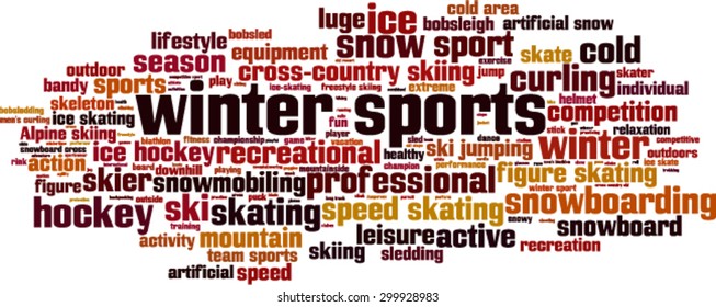 Winter sports word cloud concept. Vector illustration