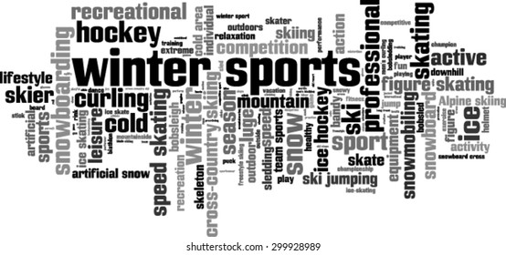 Winter sports word cloud concept. Vector illustration