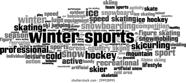 Winter sports word cloud concept. Vector illustration