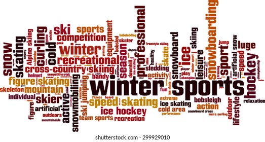 Winter sports word cloud concept. Vector illustration