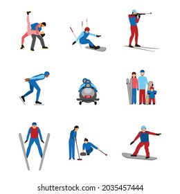 Winter sportsmen set vector icon