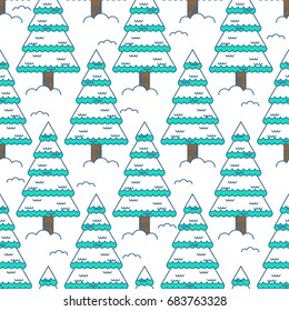 Winter spruce seamless pattern. Fir forest in winter ornament. Christmas tree in snow texture
