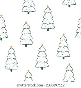 Winter Spruce Vector Seamless Pattern. Forest Xmas Wallpaper. Tree Holiday Illustration. Fir Christmas Wrap.