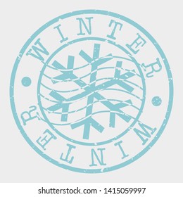 Winter Stamp. Snow Flake Silhouette Seal. Round Design. Vector Icon. Design Retro Insignia.