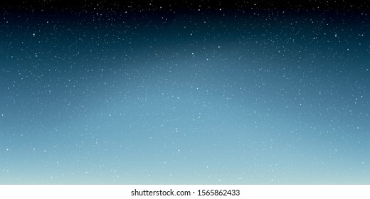 Winter star in the night sky background, Starry night with shiny stars in the gradient sky. Vector illustration.