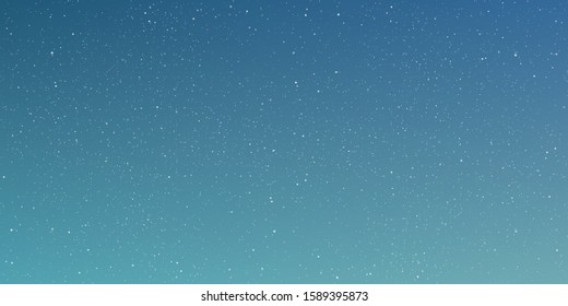 Winter Star In The Night Sky Background, Starry Night With Shiny Stars In The Gradient Sky. Vector Illustration.