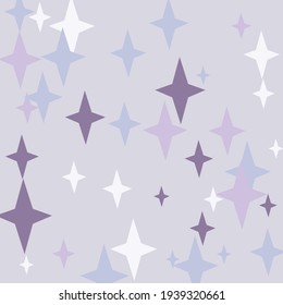 Winter Stars Christmas Holiday New Year Pattern. Four-pointed Night Indigo Santa Sky Background. Mystery Blue White Violet Pastel Dark Wallpaper. Pink Purple Magic Color Print Design Pic.