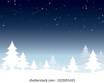 Winter stars on snowy day. Winter night sky illustration vector. snow background.