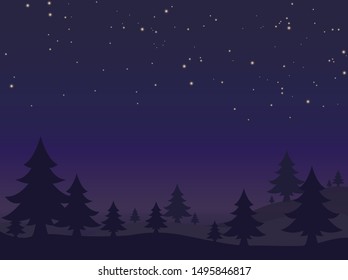 Winter stars in the sky. Night sky background. halloween purple background vactor.