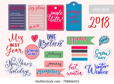 winter sticker and label set for gifts