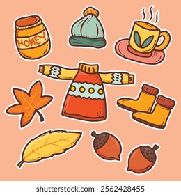 Winter sticker set element illustration