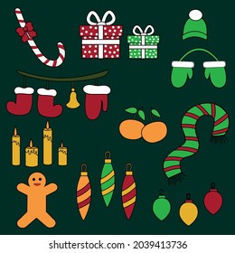 winter stickers for christmas and new year 