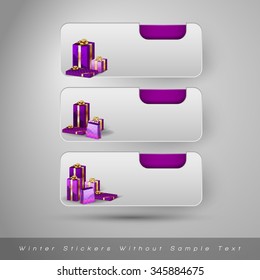 Winter stickers with gifts. Vector design elements without text.