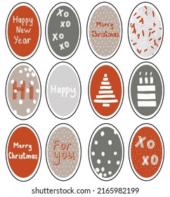 Winter stickers. A set of stickers for Christmas. print for printing