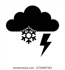 Ícone de tempestade de inverno com uma tempestade de neve e símbolo de nuvem de tempestade, ilustração vetorial