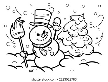 Winter Storm Snowman Coloring Page