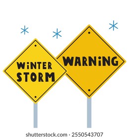 Winter storm warning. Vector design. Illustration on white background. Traffic signs.