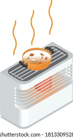 Winter stove with pot vector illustration