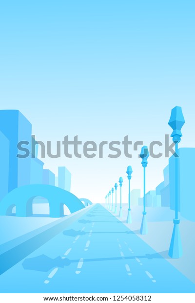 Winter Street Cityscape View Walk Along Stock Vector