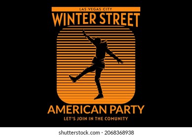 winter street silhouette retro design