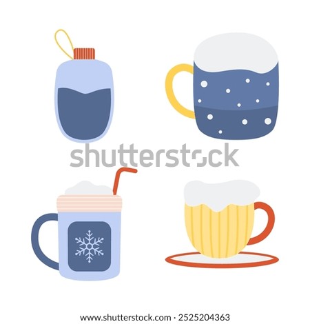 Winter Stuff Collection of Cup Mug Glass Bottle Drink Beverage Decoration