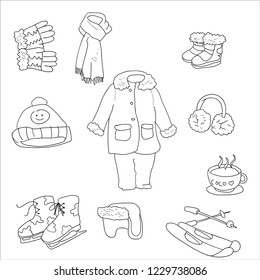 winter stuff line art icon symbols