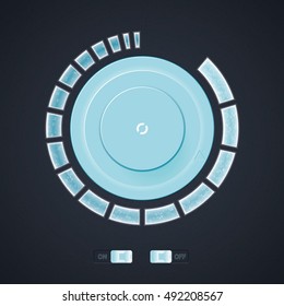 Winter Style Control Knob Used For Regulating With Snowflake. Vector Illustration.