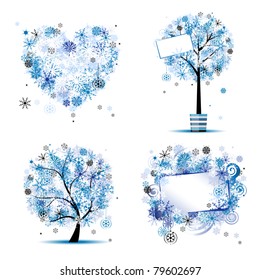 Winter style - tree, frames, heart for your design