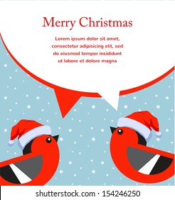 Winter style vector of a cute birds wearing christmas hat