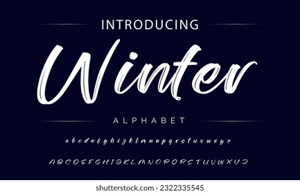 Winter Stylish brush painted an uppercase vector letters, alphabet, typeface.