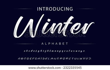 Winter Stylish brush painted an uppercase vector letters, alphabet, typeface. Imagine de stoc © 