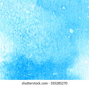 Winter stylized hand drawn paper texture decorative card. Watercolor brush painted smudges and spots vector blue background. Abstract water illustration for design, decoration, cover, wallpaper, web