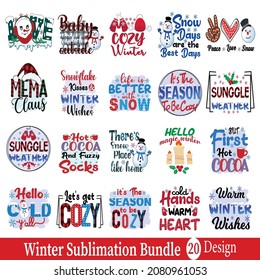 Winter Sublimation Design Bundle, perfect on t shirts, mugs, signs, cards and much more