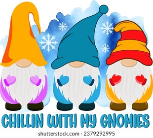 winter sublimation design. Chillin with my Gnomies	