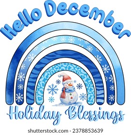 winter sublimation design. Hello december holiday blessings