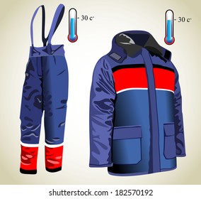 winter suit consisting of a jacket and trousers