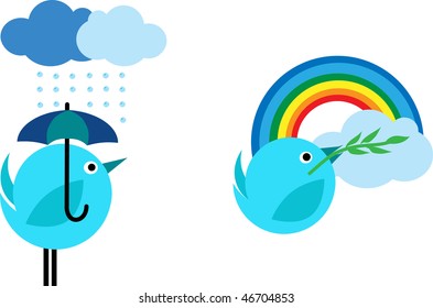 winter and summer birds icons