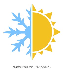 Icono del invierno y del verano, icono caliente y frío. Ilustración vectorial