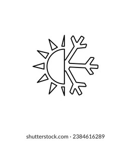 winter summer icon, snowflake and sun on a white background, vector illustration