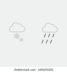 winter and summer season vector icon rain and snow with cloud weather concept