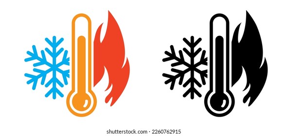 Winter, summer, thermometer or temperature attention. Hot or cold sign. Protest, Climate Justice Now ! (CJN!). Storm, snowflake and cloud with rain and moon icon. Bonfire, flame, burning symbol.