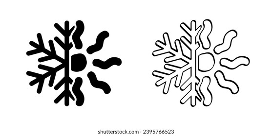 Winter, summer, thermometer or temperature indicate. Hot or cold sign. Protest, Climate Justice Now ! (CJN!). Storm, snowflake and sunny. Weather thermometers. Snow flakes and high season scale.