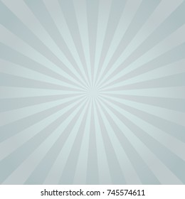 winter sunlight background. silver grey burst background with light blue highlight. Vector cold illustration. Sun beam ray. sunburst wallpaper. Retro silver backdrop.