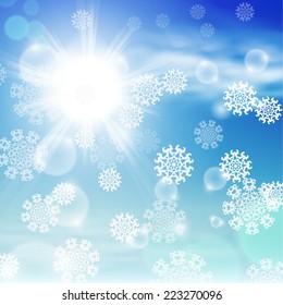 Winter sunny day background. EPS10 vector.