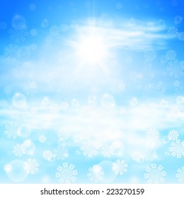 Winter sunny day background. EPS10 vector.