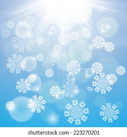 Winter sunny day background. EPS10 vector.